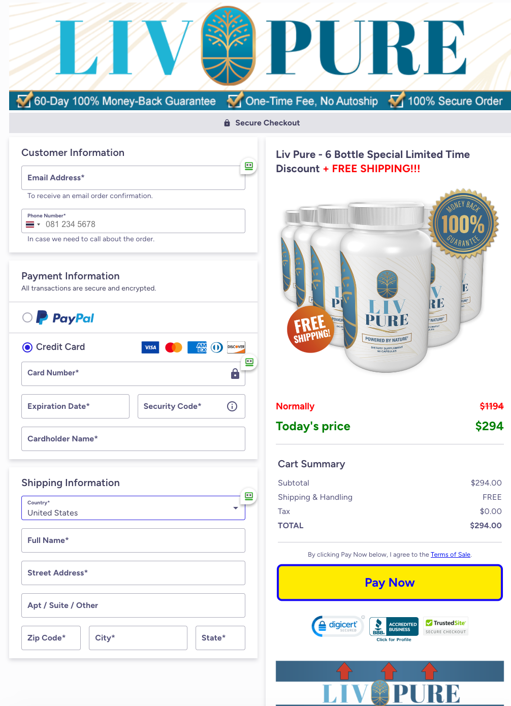 Liv Pure Official Website Secure Order Page